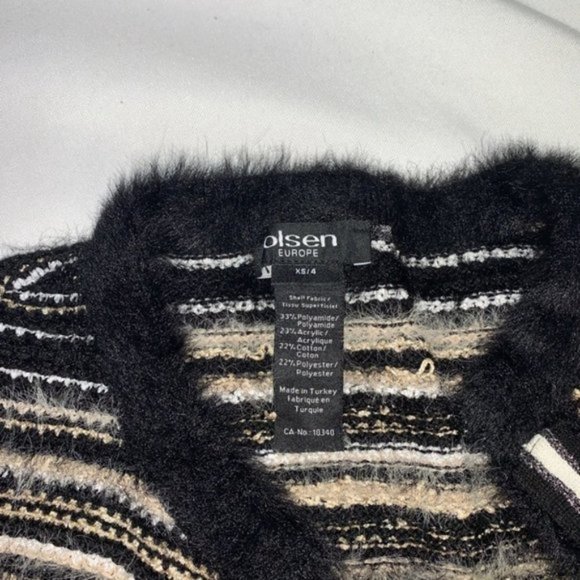 𝅺Olsen Europe Chunky Knit Sweater Casual Striped Cardigan Size XS - Picture 7 of 8